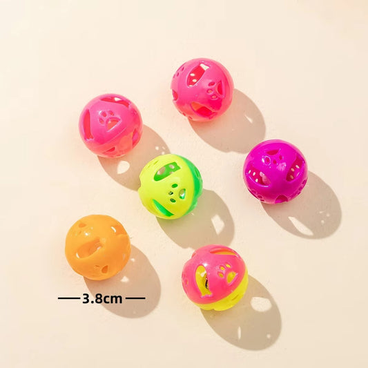 Colorful Plastic Cat Exercise Ball – Paw-Themed Design, Rolling Bell & EVA Durability