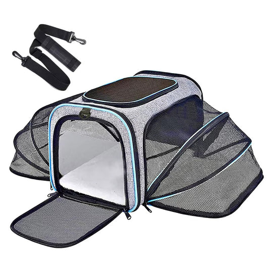 Pet Dog Cat Travel Carrier Bag Scalable Durable 600D Oxford Mesh Fit 7.5kg for Small Dogs and Cats