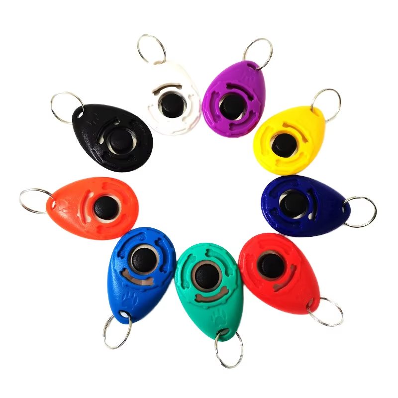 Customized Logo Outdoor Dog Training Clicker with Spring Rope Pet Training Clicker