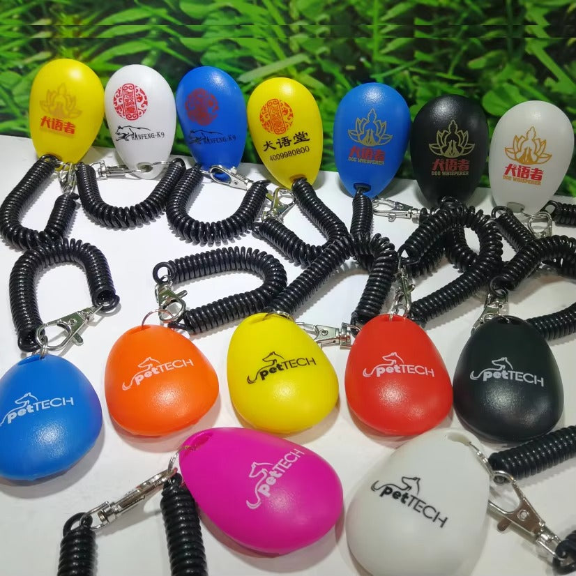 Customized Logo Outdoor Dog Training Clicker with Spring Rope Pet Training Clicker
